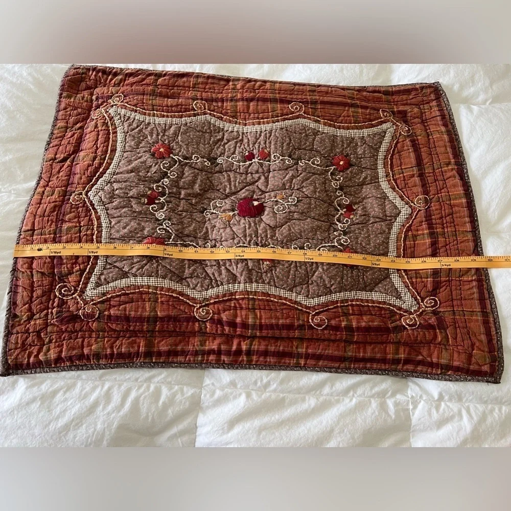 ONE Pottery Barn B&B Embroidered Floral Standard Pillow Sham Brown.